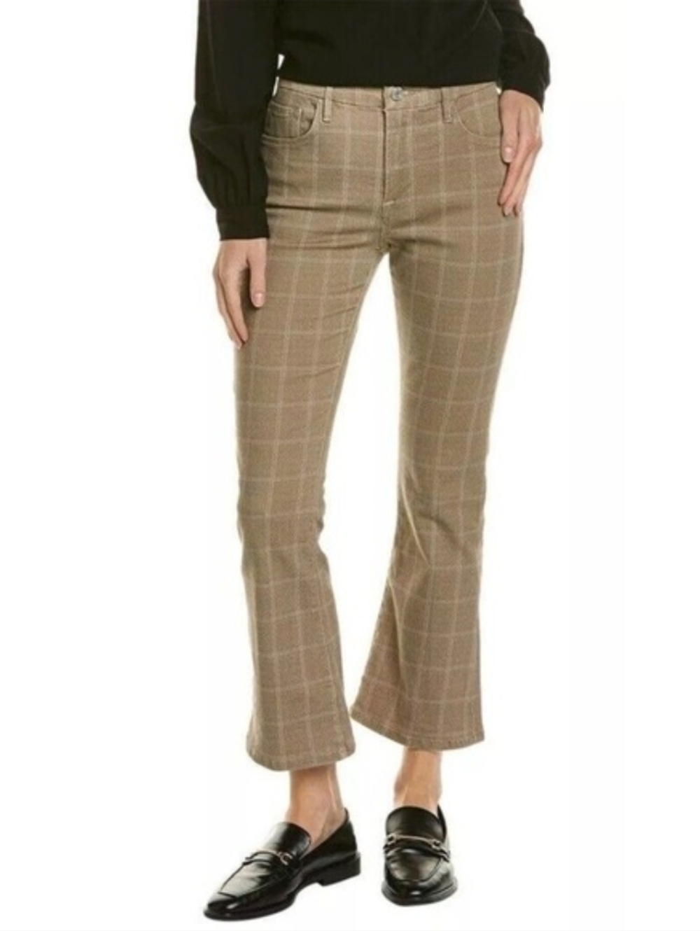 FRAME denim Le Crop High Waist Mini Bootcut Jeans beige check $248 Size 28